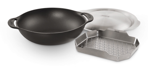 CIG Gusseisen Wok Einsatz Für 4grillers Joy 57 Cm Grill – Mit Löchern Für Optimale Röstaromen